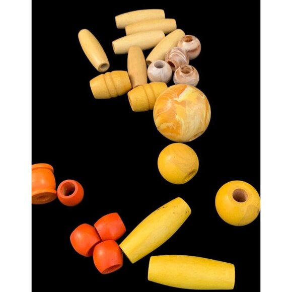 40 NOS Vintage Wood Macramé Beads Crafting 1970s 70s Rope Plant Hanger Crafts - Picture 4 of 7